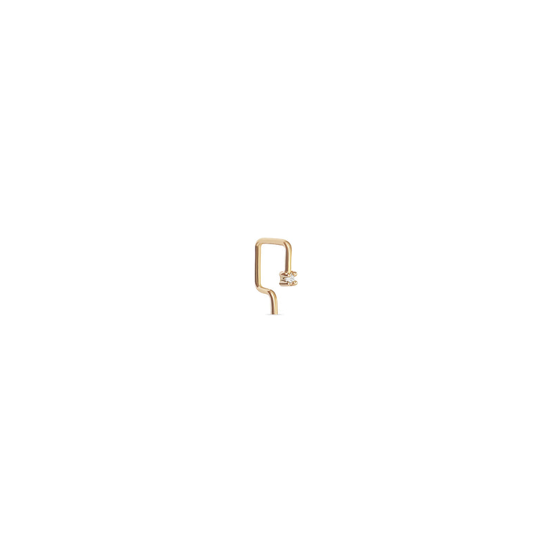 White Diamond Tiny Gold Square Open Hoop