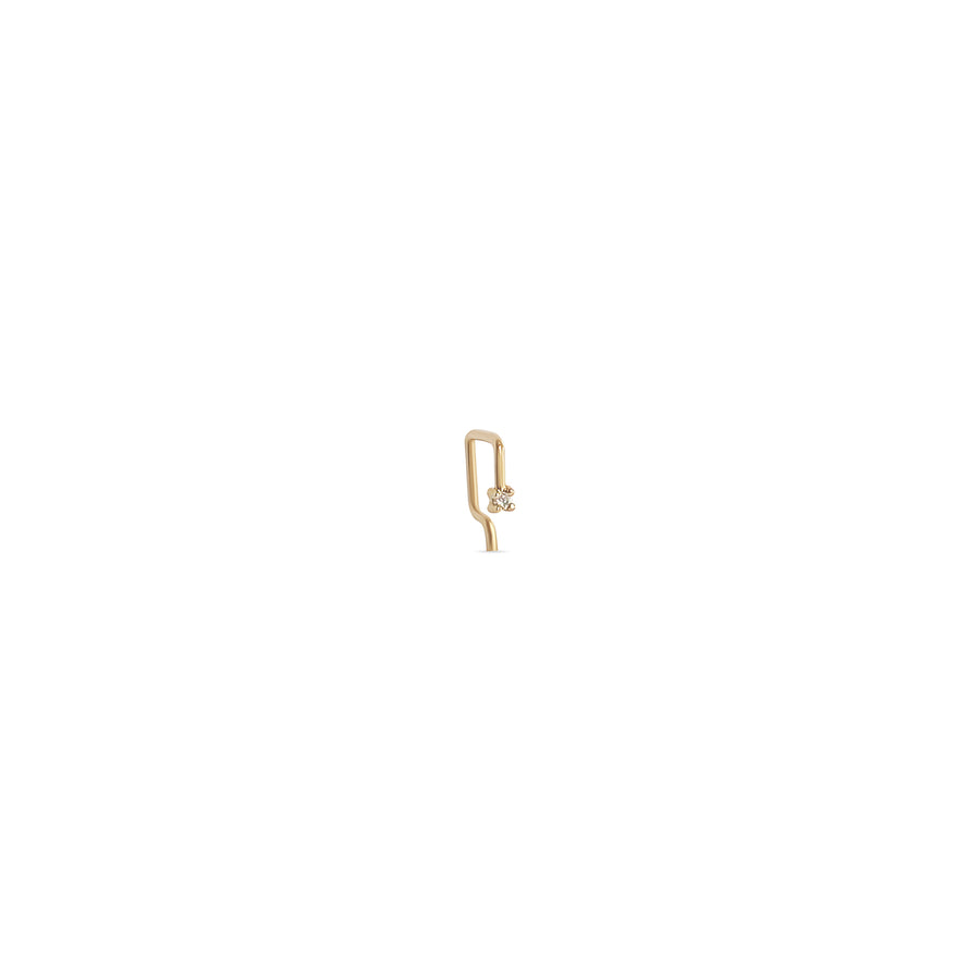 White Diamond Tiny Gold Square Open Hoop
