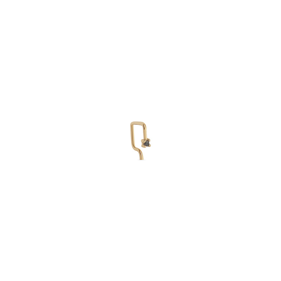 Black Diamond Tiny Gold Square Open Hoop