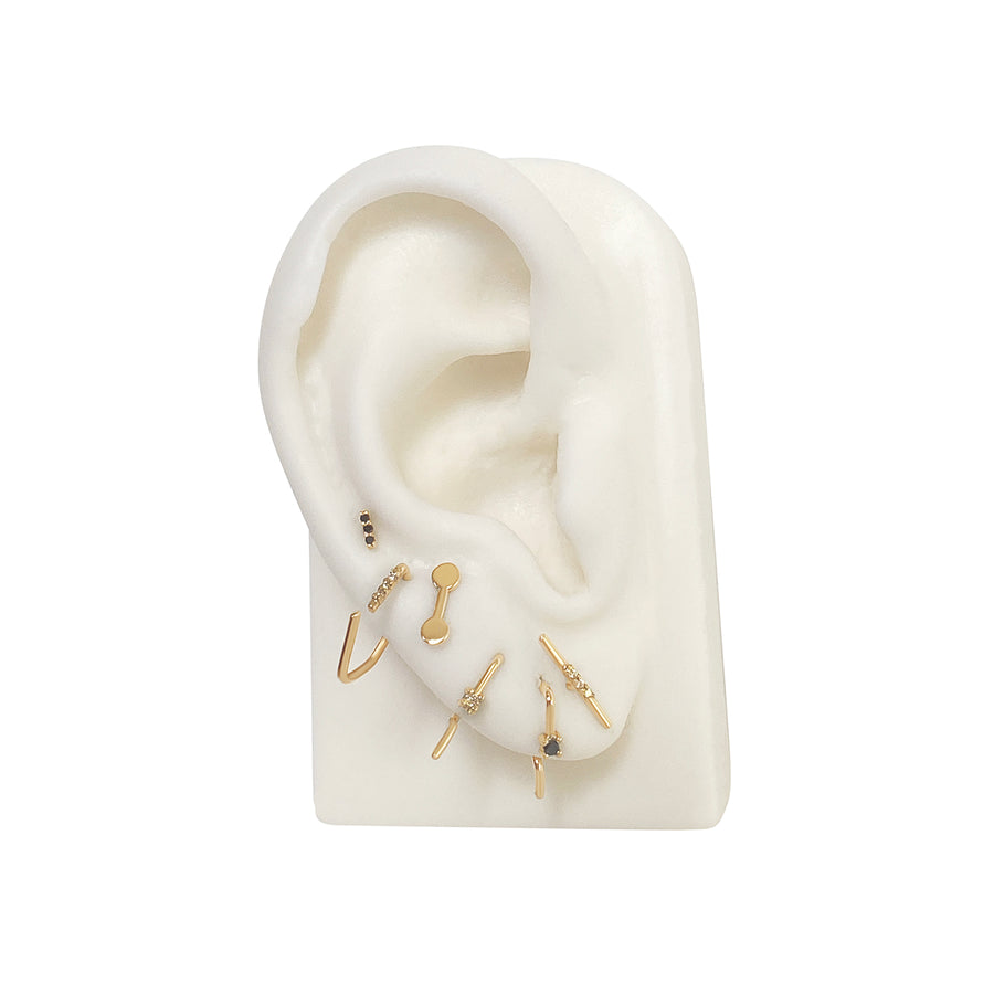 Black Diamond Tiny Gold Square Open Hoop
