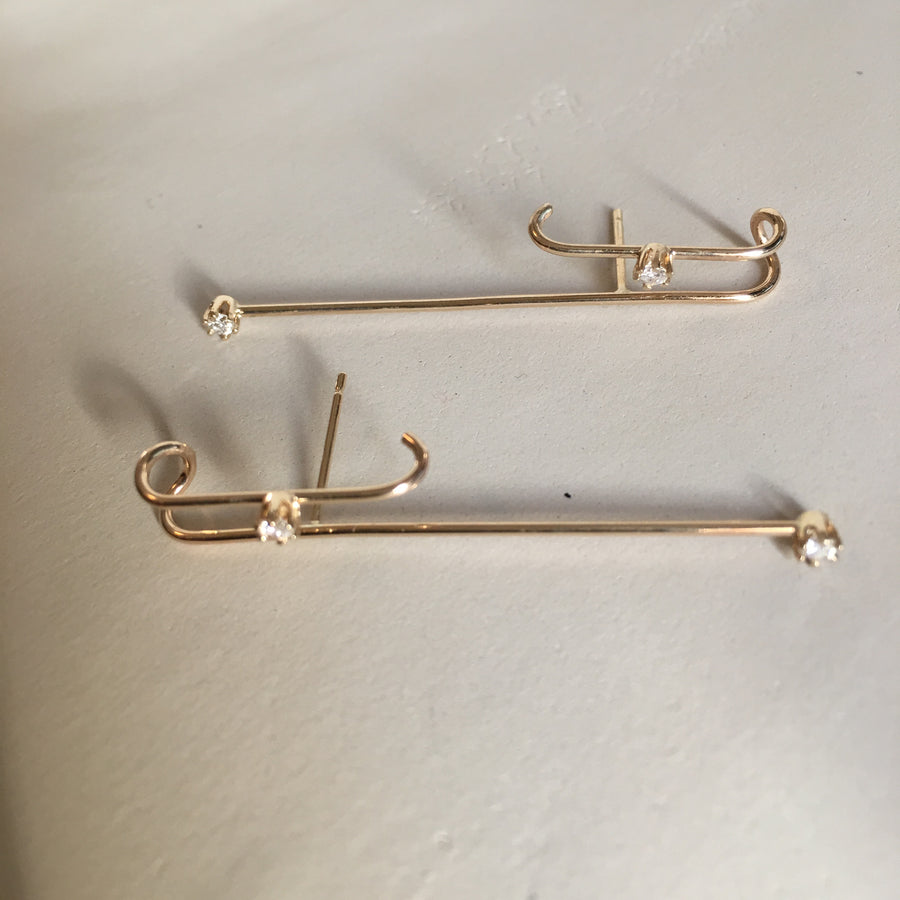 Dama Diamond Drama Gold  Suspender  Earrings