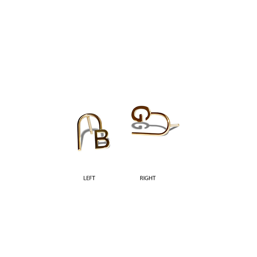 Single Initial Stud Earring
