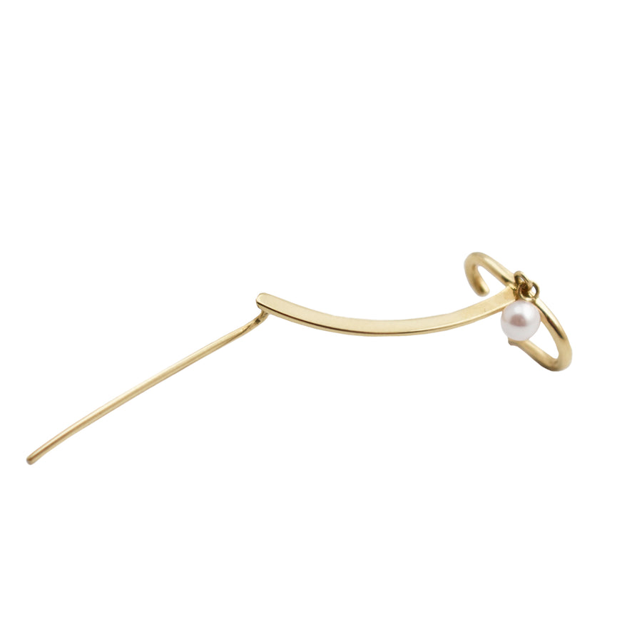 Margie Pearl Cuff Needle Gold Earring