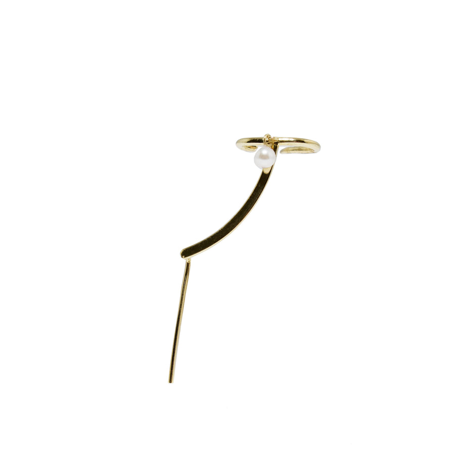 Margie Pearl Cuff Needle Gold Earring