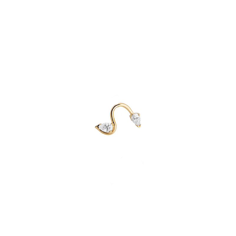 Ohana Diamond Wave Stud Earring (single)