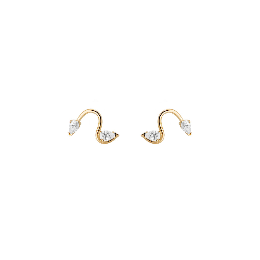 Ohana Diamond Wave Stud Earring (single)