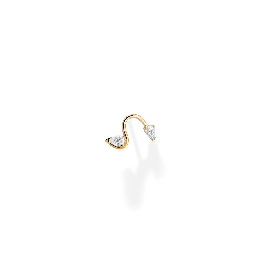 Ohana Diamond Wave Stud Earring (single)