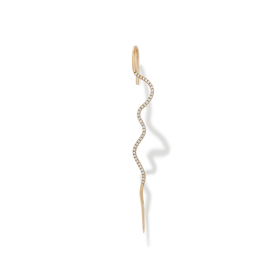 Pave Diamond Wave Needle Earring