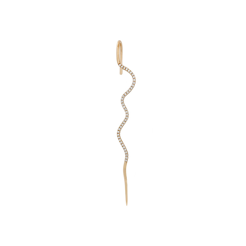 Pave Diamond Wave Needle Earring