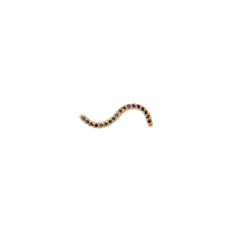 Sapphire Pave Wave Stud Earring (single)