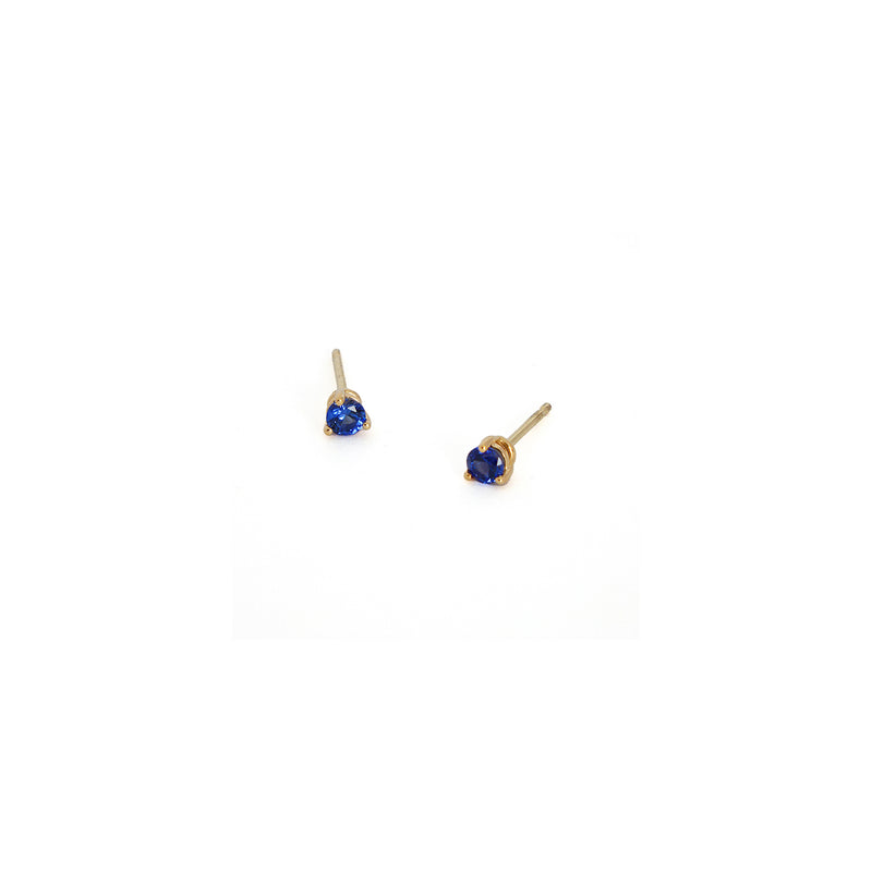 Round Blue Sapphire Stud Earring