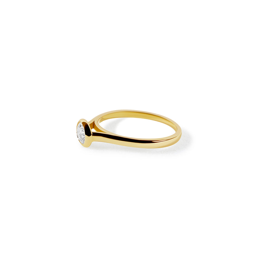 Round Diamond Solitaire Minimal Band Ring