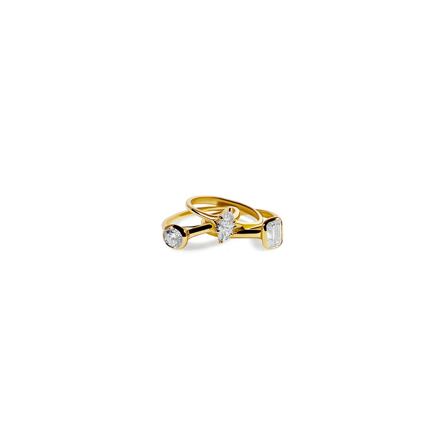 Round Diamond Solitaire Minimal Band Ring