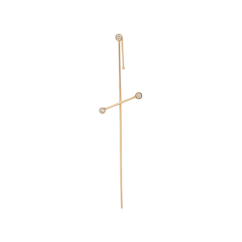 Three Pointer Needle Earring White Diamonds
