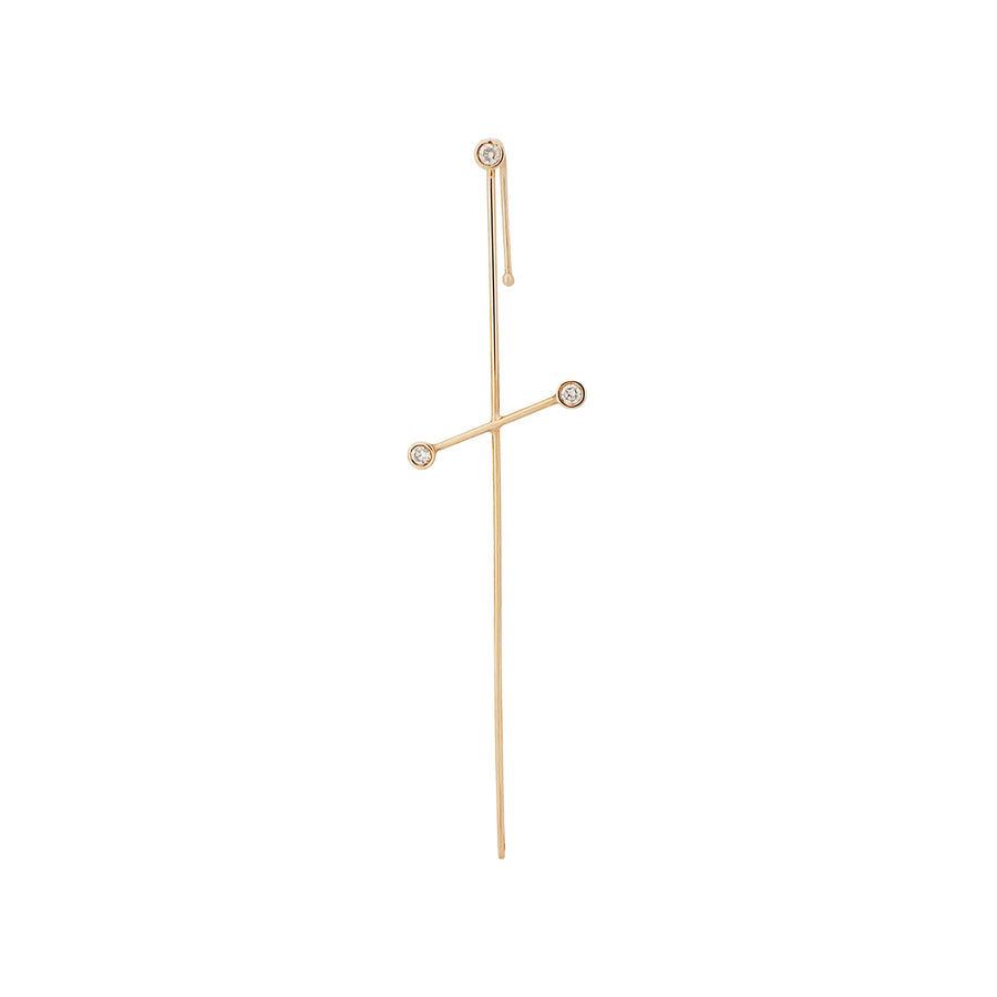 Three Pointer Needle Earring White Diamonds