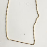 Ball Chain Bar Gold Necklace