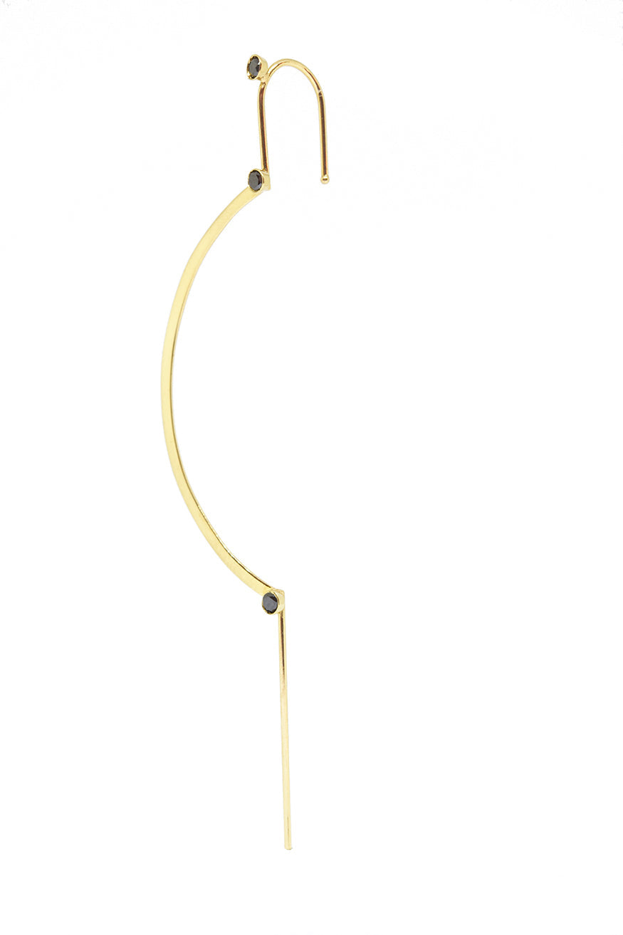 Black Diamonds Curved Needle Earring