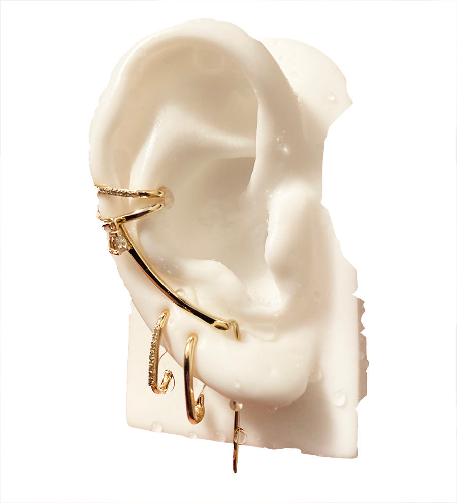 Daina Cuff Needle Gold Earring