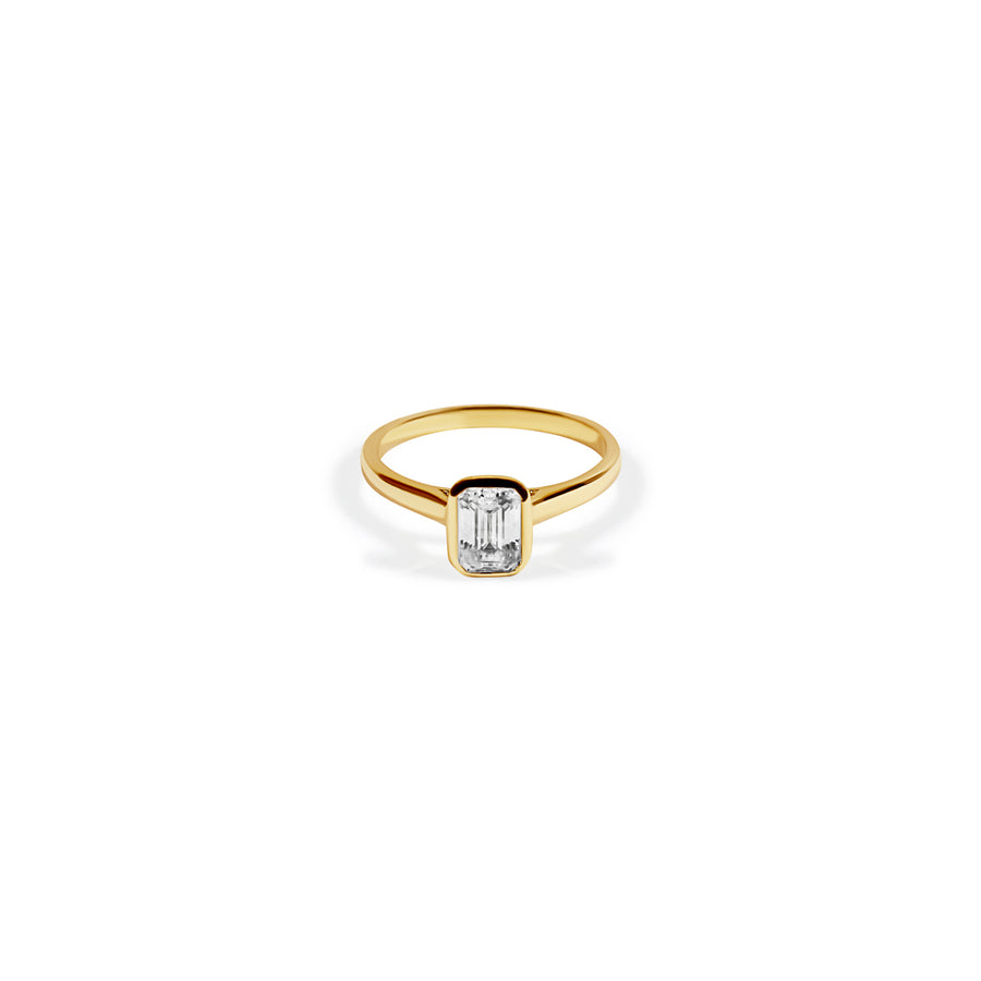 Emerald Shape Diamond Solitaire Ring
