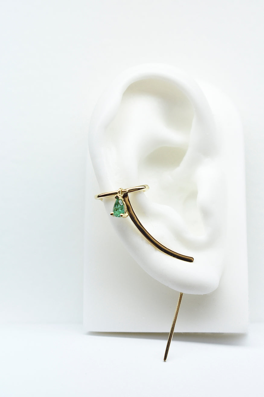 Esmeralda Cuff Gold Needle Earring