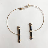 Black Tourmaline Orbit  Hoops