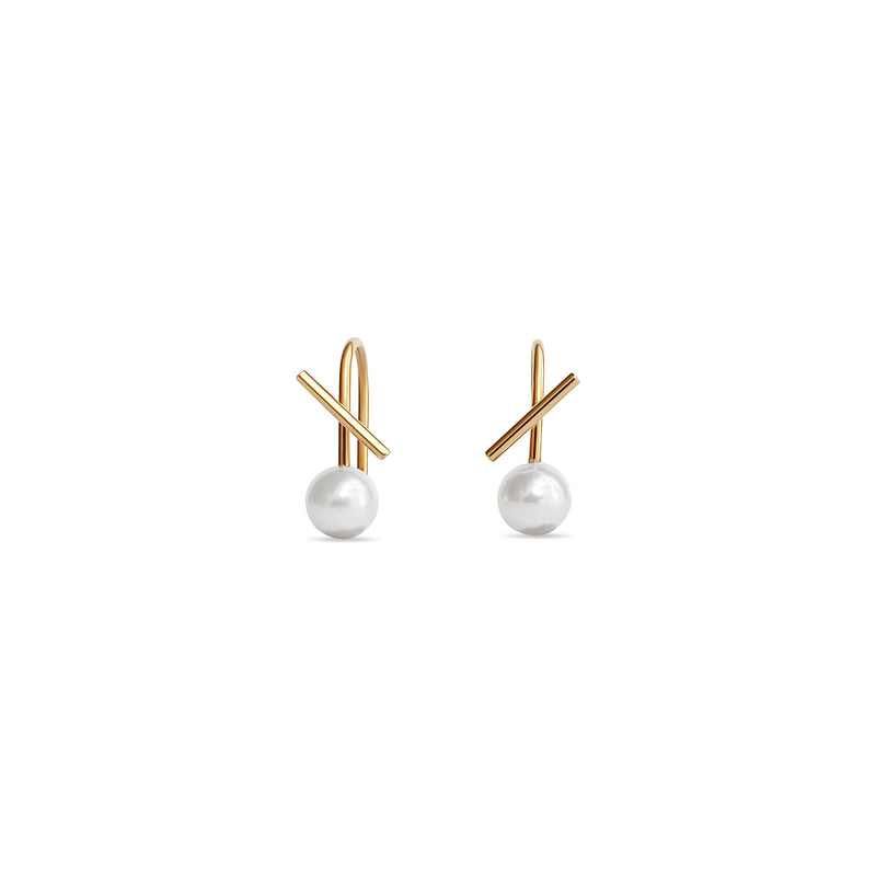 White Pearl Horizon Mini Thread Earring