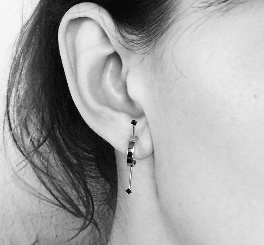 Needled Gem Hoop Gold Earring