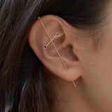 Three Pointer Needle Earring White Diamonds