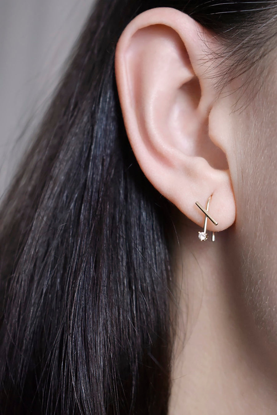 White Diamond Thread Earring