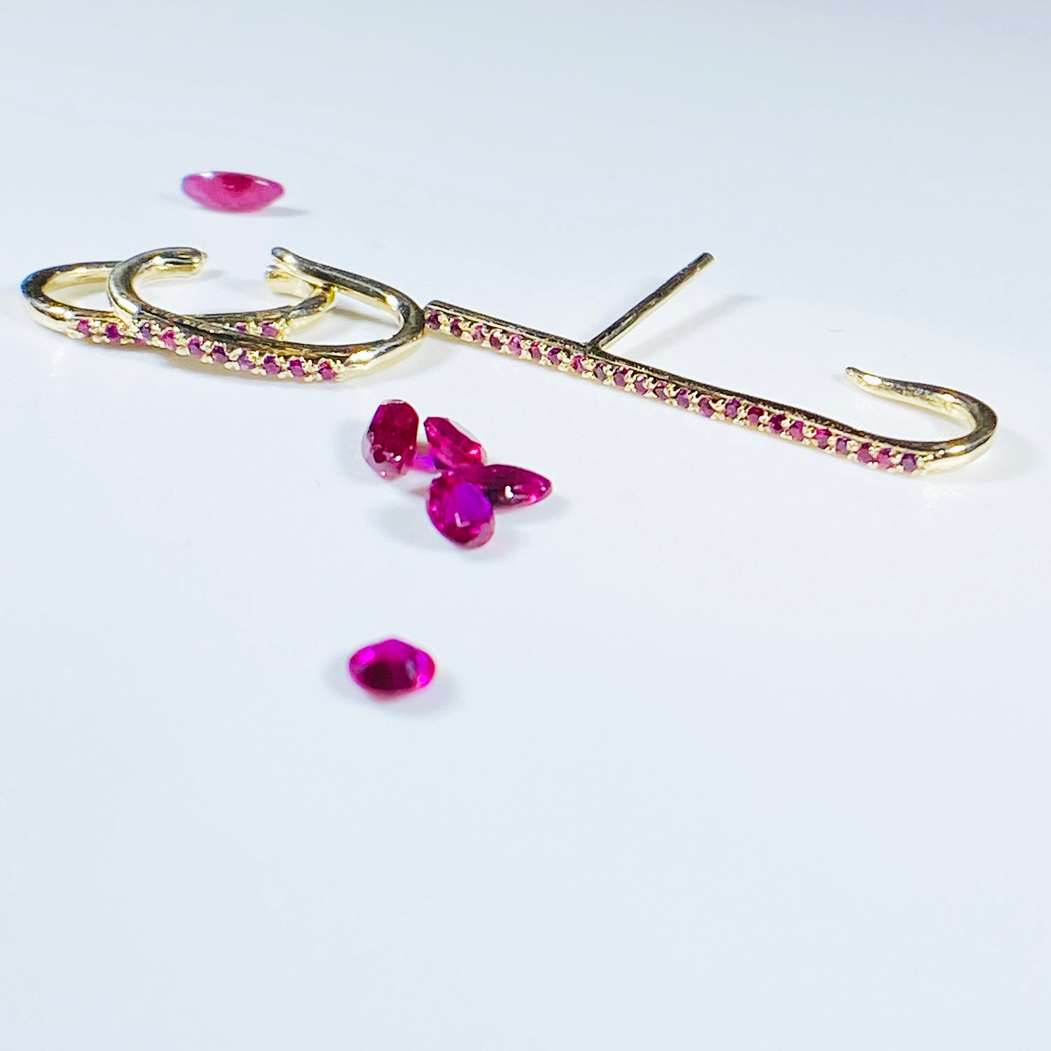 Span — Pavé Crossbar Ear Cuff (Ruby)
