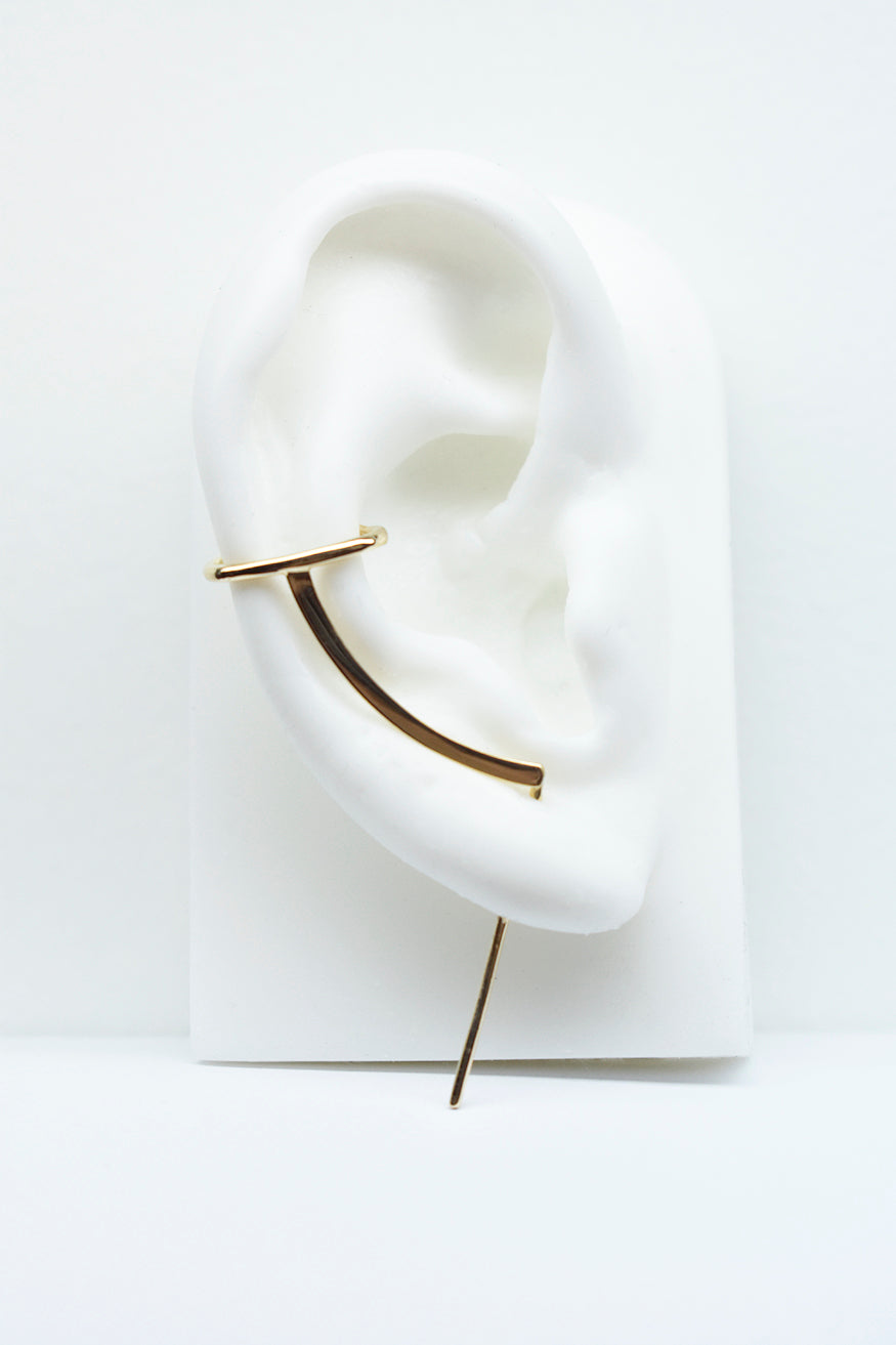 Mono Cuff Needle Gold Earring