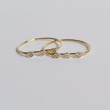 Three Pointer White Diamonds Gold Ring