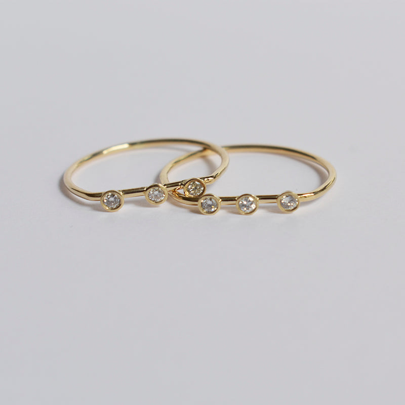 Three Pointer White Diamonds Gold Ring